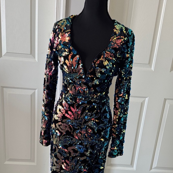 Fashion Nova Vibrant Sequin Long Sleeve Dress - Picture 2 of 7